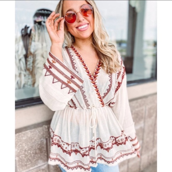 NWT Free People Saffron Embroidered Tunic in Ivory - Picture 3 of 14